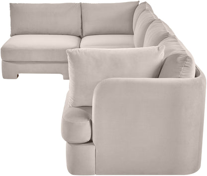 Hammond - Velvet Performance Fabric Upholstered 5 Piece L-Shaped Sectional