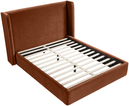 Kendall - Velvet Upholstered Bed - Cognac