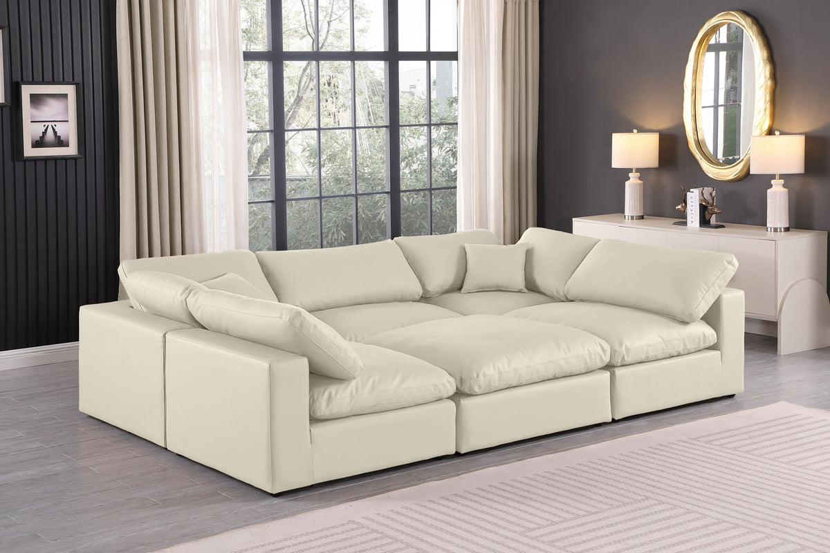 Comfy - 6 Piece Faux Leather Sectional