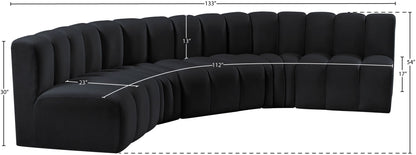 Arc - Velvet 5 Piece U-Shaped Modular Sofa