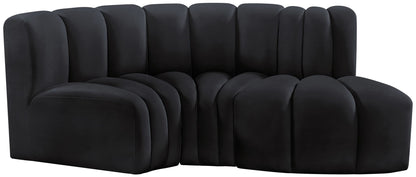 Arc - Velvet 3 Piece Modular L-Shaped Sofa