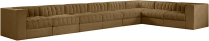 Rummi - Velvet Performance Fabric Upholstered 8 Piece Modular Sectional (With 3 Corner Chairs)