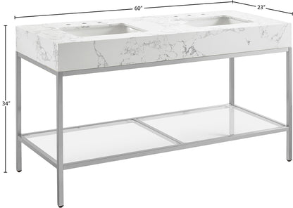 Marmo - Engineered Marble Bathroom Vanity With Chrome Base