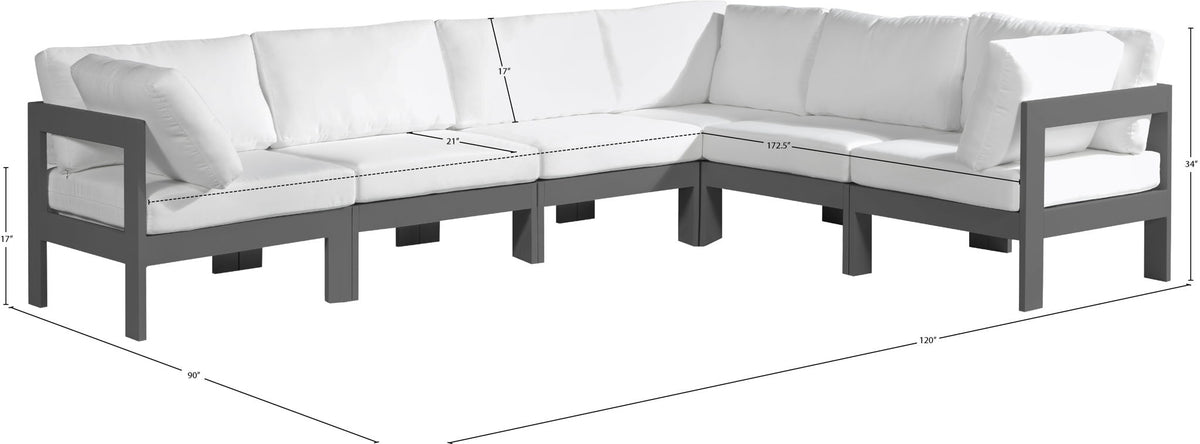 Nizuc - Outdoor Patio 6 Piece Modular Sectional With Gray Frame