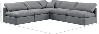 Indulge - Velvet 5 Piece Modular Corner Armless Sectional