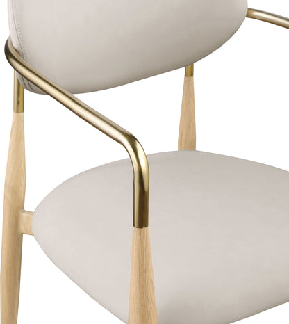Ronda - Vegan Leather Upholstered Dining Arm Chair - Natural Legs