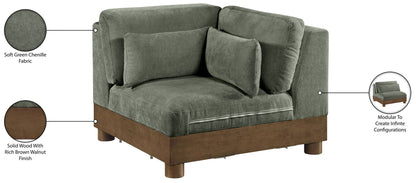 Turin - Chenille Fabric Upholstered Modular Corner Chair - Walnut Base