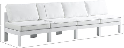 Nizuc - Outdoor Patio 4 Seat Armless Modular Sofa With White Frame