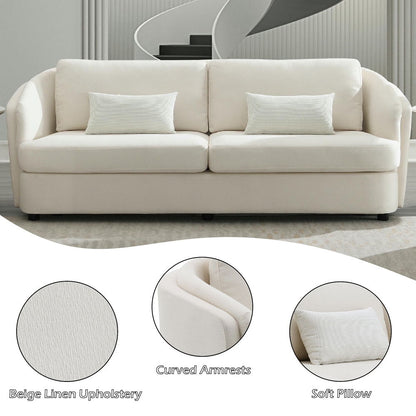 Mariko - Sofa With 2 Pillows - Beige Linen