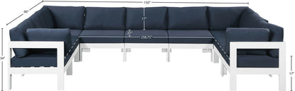 Nizuc - Outdoor Patio 9 Piece Modular Sectional With White Frame