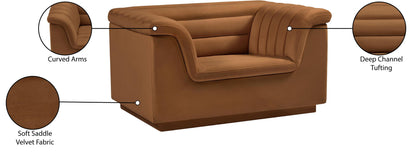 Cascade - Velvet Chair - Saddle