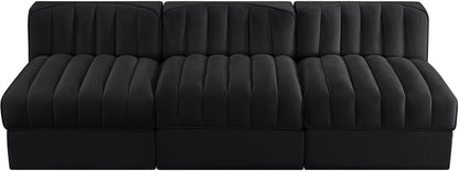Rummi - Velvet Performance Fabric Upholstered 3 Piece Modular Armless Sofa