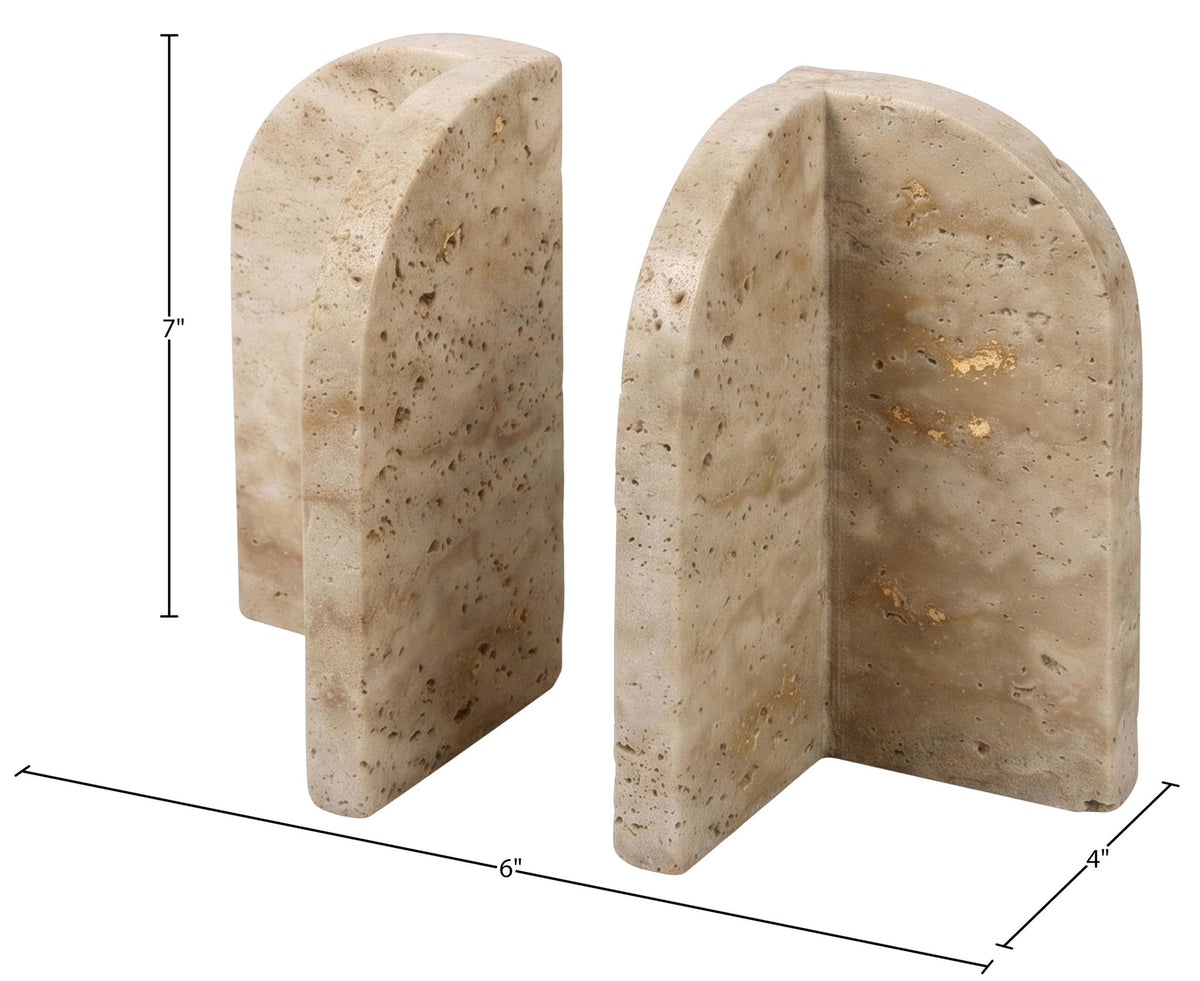 Dufresne - Genuine Marble Bookend - Travertine