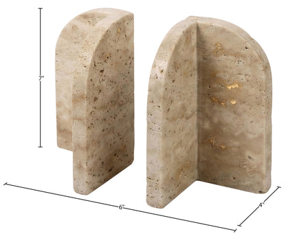 Dufresne - Genuine Marble Bookend - Travertine