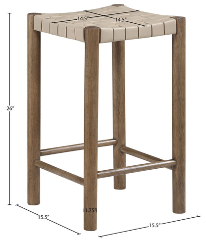 Entwine - Vegan Leather Upholstered Backless Counter Stool - Painted Brown