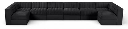 Rummi - Velvet Performance Fabric Upholstered 8 Piece Modular Sectional (With 2 Corner Chairs)