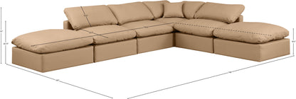 Indulge - Faux Leather 6 Piece Modular Armless Sectional - Tan