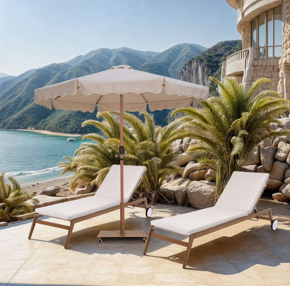Amalfi - Patio Umbrella - Light Brown Pole