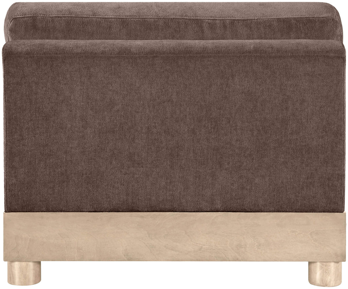 Turin - Chenille Fabric Upholstered Modular Armless Chair - Natural Base