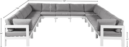 Nizuc - Outdoor Patio 13 Piece Modular Sectional With White Frame