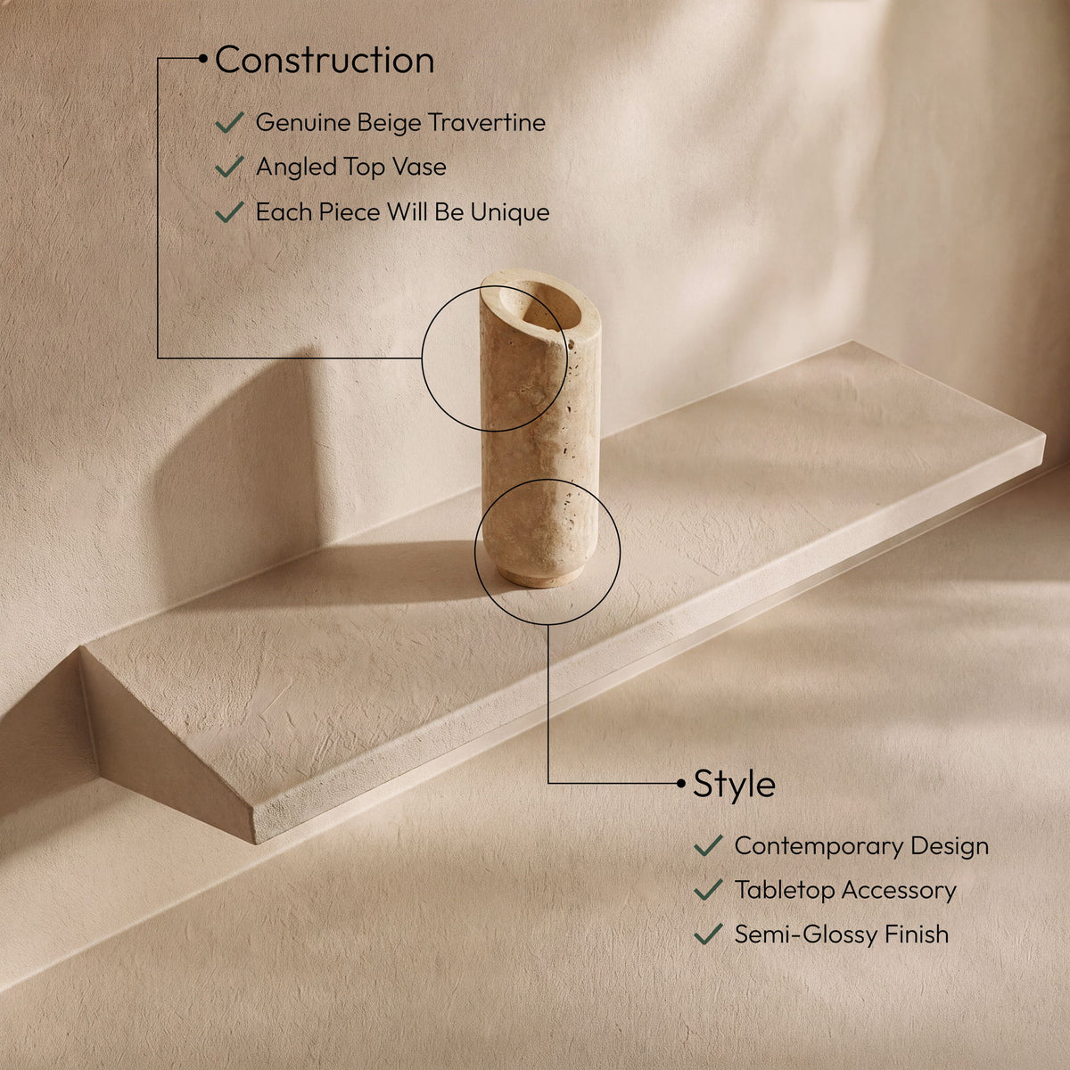 Lochlan - Travertine Vase