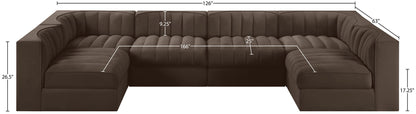 Rummi - Armless Velvet Performance Fabric Upholstered 6 Piece Modular Sectional
