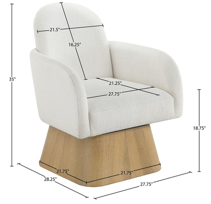 Marlowe - Linen Textured Fabric Upholstered Swivel Accent Chair - Stained Natural
