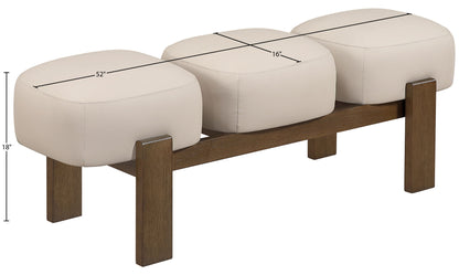 Woodcrest - Vegan Leather Upholstered Bench - Painted Brown Walnut Base