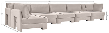 Hammond - Velvet Performance Fabric Upholstered 6 Piece L-Shaped Armless Sectional