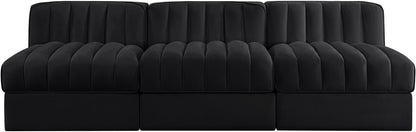 Rummi - Velvet Performance Fabric Upholstered 3 Piece Modular Armless Sofa