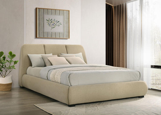 Mokena 46-inch Upholstered California King Platform Bed Brown