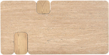 Ravenna - Genuine Fabric Travertine And Oak Wood Table