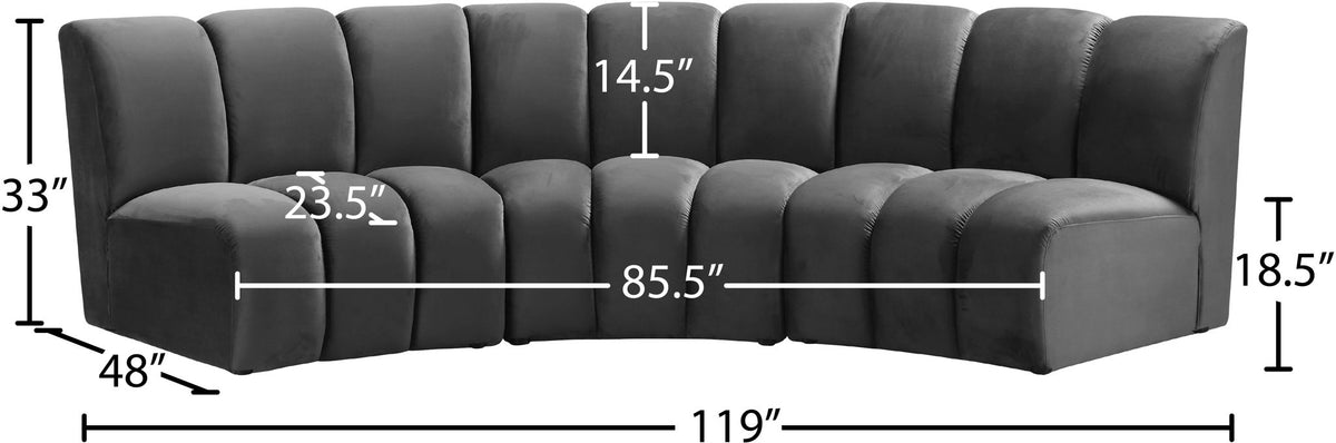Infinity - 3 Piece Velvet Modular Sectional