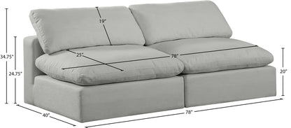 Comfy - Linen Modular Armless Sofa 2 Seats