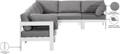 Nizuc - Outdoor Patio 6 Piece Modular Sectional With White Frame
