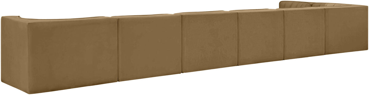 Rummi - Velvet Performance Fabric Upholstered 7 Piece Modular Sectional, L-Shaped (Right)