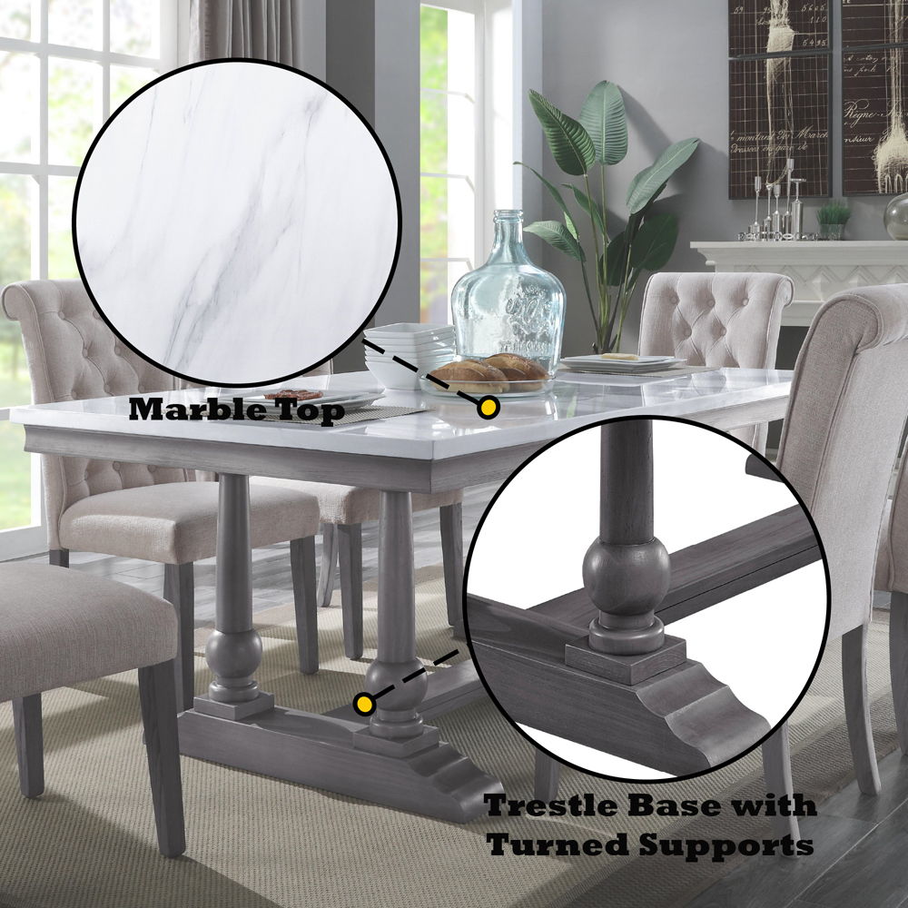 Yabeina - Dining Table - Marble Top Top & Gray Oak