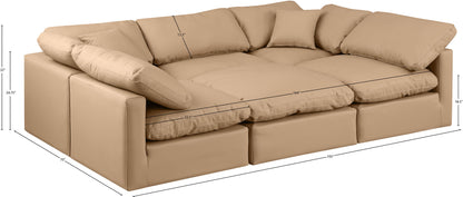 Indulge - Faux Leather 6 Piece Modular Sectional - Tan