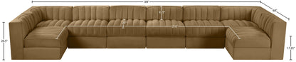Rummi - Velvet Performance Fabric Upholstered 8 Piece Modular Sectional (With 2 Corner Chairs)
