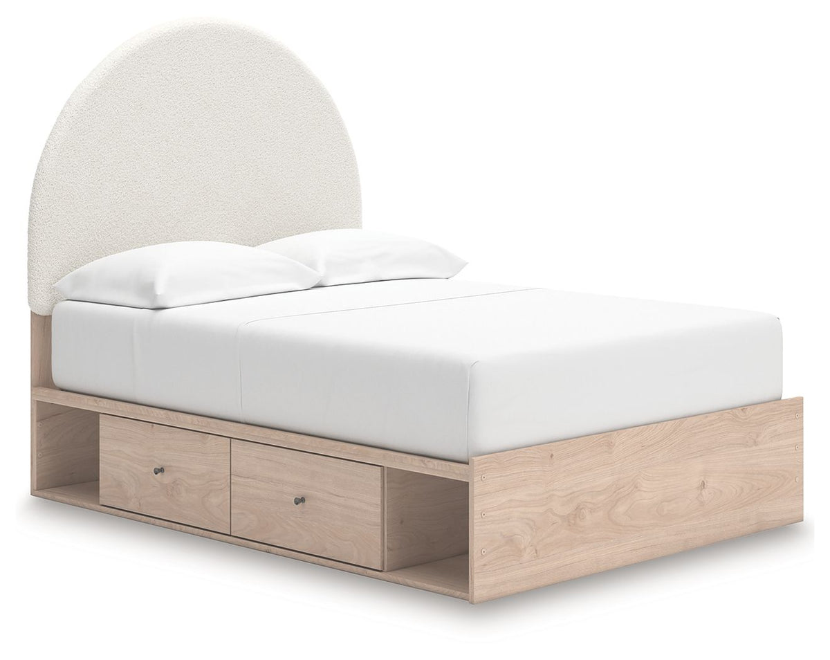 Arloster - 4 Pc. - Full Panel Storage Bed, Dresser, Mirror And Nightstand - Tan