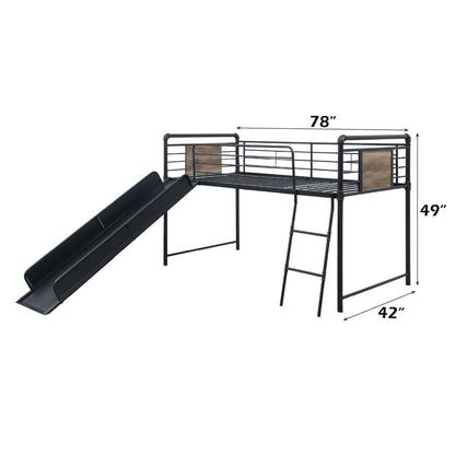 Cordelia - Twin Loft Bed With Slide - Antique Oak, Sandy Black & Dark Bronze Hand-Brushed