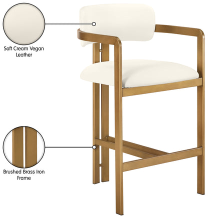 Aurum - Vegan Leather Upholstered Counter Stool With Brushed Brass Base