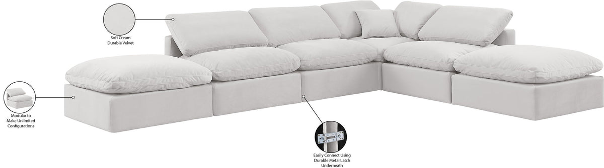 Indulge - Velvet 6 Piece Modular Armless Sectional