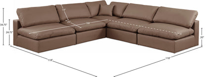 Comfy - 5 Piece Faux Leather Modular Corner Armless Sectional
