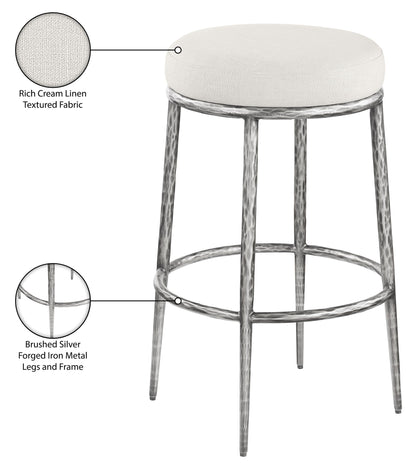Ferro - Performance Fabric Upholstered Backless Bar Stool - Antique Silver