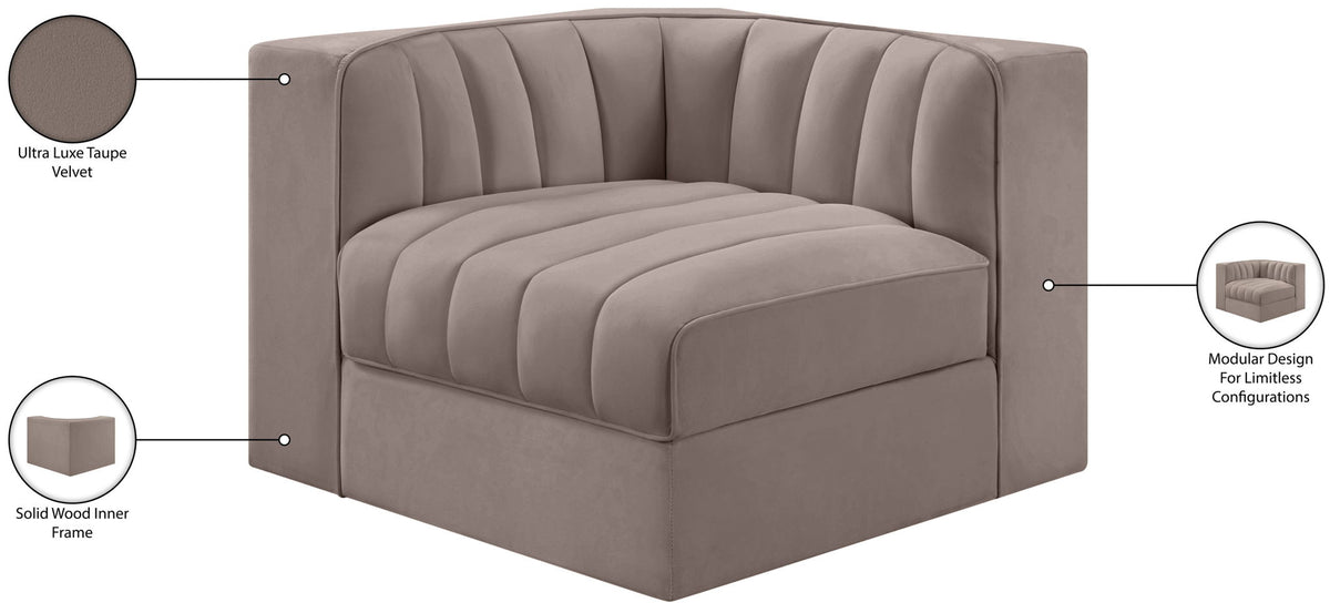Rummi - Velvet Performance Fabric Upholstered Modular Corner Chair