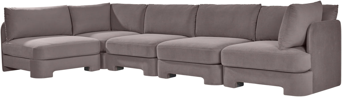 Hammond - Velvet Performance Fabric Upholstered 5 Piece L-Shaped Sectional