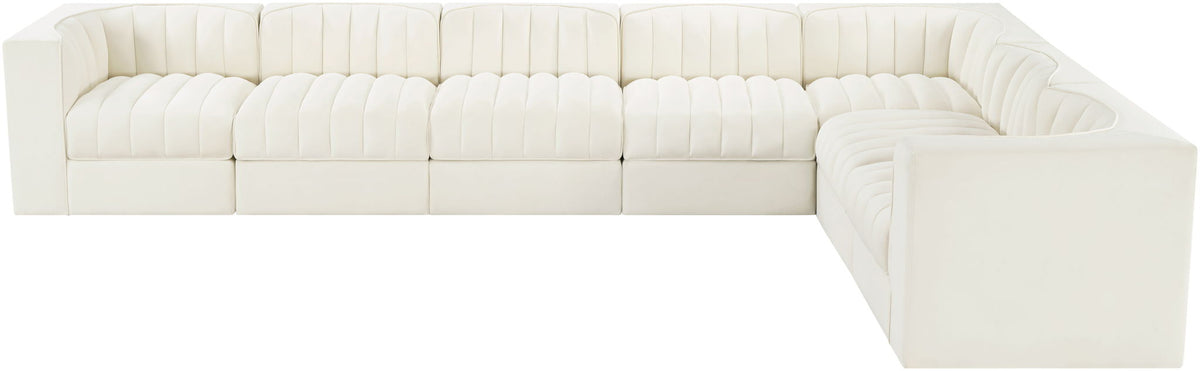 Rummi - Velvet Performance Fabric Upholstered 7 Piece Modular Sectional (With 3 Corner Chairs)