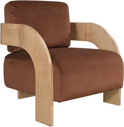 Cedra - Velvet Performance Fabric Upholstered Accent Chair - Cognac