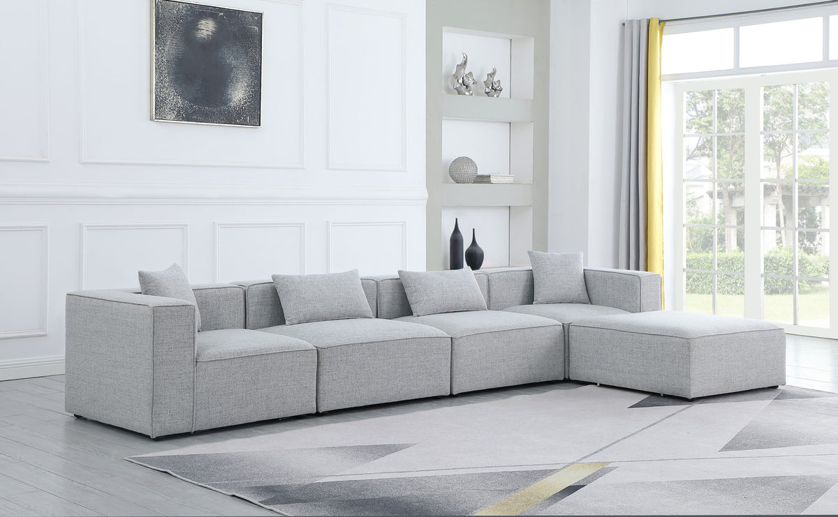 Cube - Linen 5 Piece Modular Sectional With Chaise